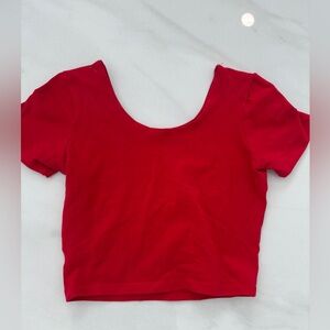 Women’s Red Scoop Neck Crop Top